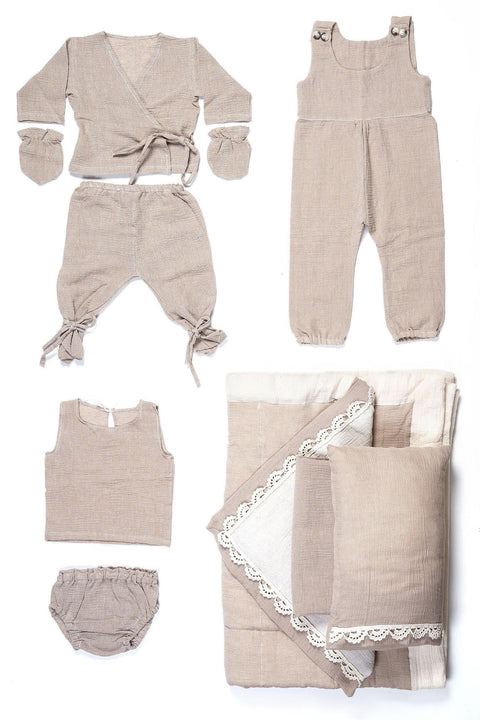 Siena - Natural %100 Cotton Clothes & Sleeping Set For Newborn 9-Pieces - Dut Project