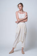 Doolin - Spaghetti Strops Crop Top & Fringe Detailed Pockets Baggy Pants - Dut Project