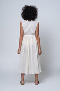 Desna - Duble-Breasted V neck Button-Through Sile Fabric Midi Dress - Dut Project