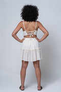 Mika - Back Detailed Bustier 2 Tier Mini Sile Fabric Skirt - Dut Project