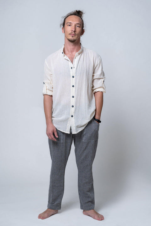 Hekla - Elastic Waist, Wide Leg, Pockets, Trousers %100 Cotton Sile Fabric Pants - Dut Project