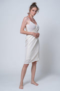 Sul - Thin Straps Wrapped Side Fringe&Lace Natural Dress - Dut Project