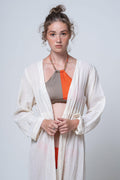 Lara - Long-Sleeve Tie Waist Sile Fabric Kimono - Dut Project