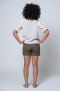 Louise - Peter Pan Collar Button Through Half Sleeve %100 Cotton Sile Fabric Shirt - Dut Project