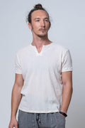 Gorda - Snap Collar, Half Sleeve Men's Şile Fabric Shirt - Dut Project