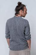 Puula - Stand Collar, Lapel Long Sleeve Men's Sile Fabric Shirt - Dut Project