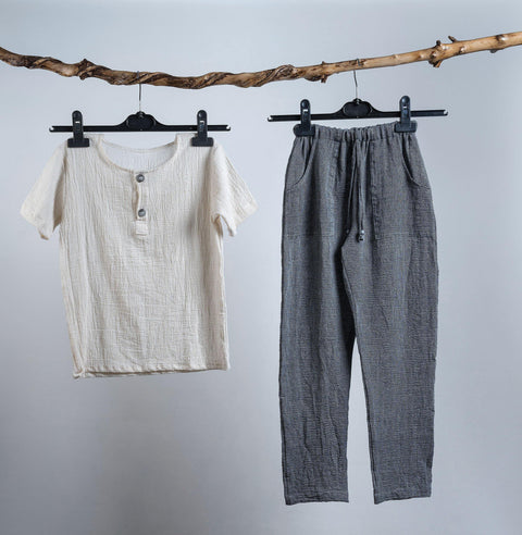 Finn - Natural Kids Set Pant & Shirt - Dut Project