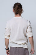 Salda - Stand Collar, Folded Long Sleeve, Slit Detailed Sile Fabric Men's Shirt - Dut Project